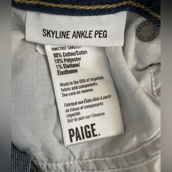 PAIGE SKYLINE ANKLE PEG Premium Stretch Low Rise Skinny Dark Wash Jeans 27 - Picture 10 of 14